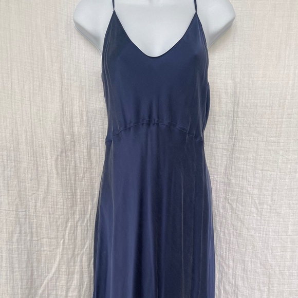 Equipment Navy Silk Midi Slip Dress - Picture 1 of 5